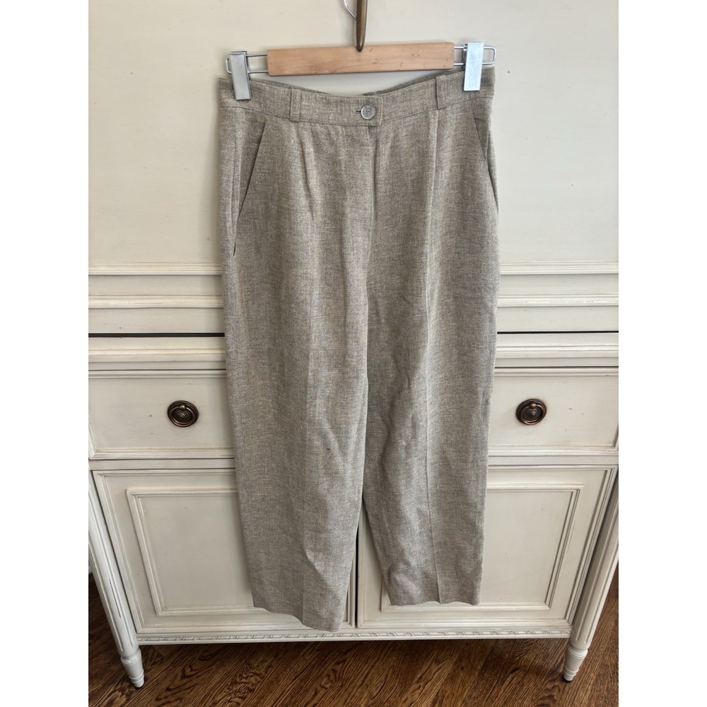 Chanel Vintage Linen Beige Taupe Trouser Work pants 1998 Spring Collection CC